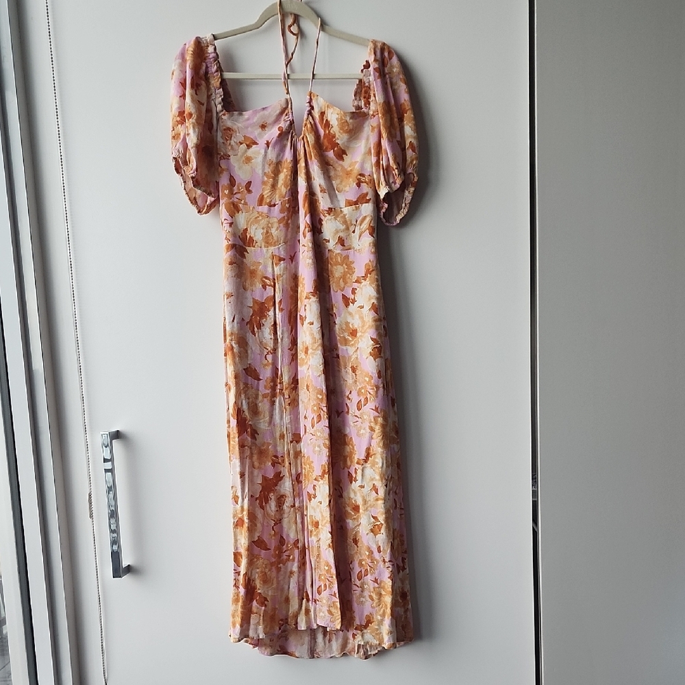 Charles Henry Nordstrom Halter Floral 100% Rayon Print Maxi Dress